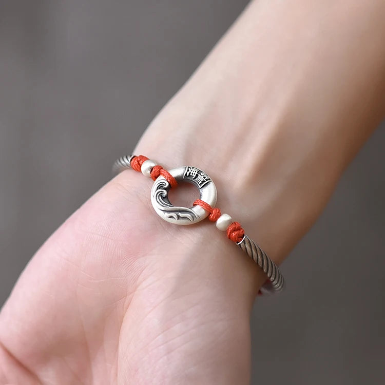 Vintage Shanmenghaishi Peace Buckle Bracelet Handwoven Hand Rope Jewelry