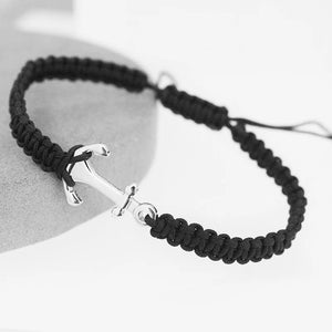 RD Men Stainless Steel Anchor Bracelet With Nylon Rope