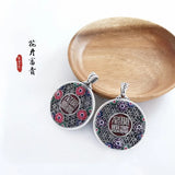 RD Burn Dropping Glue Blossom Fugui Round Pendant