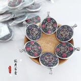RD Burn Dropping Glue Blossom Fugui Round Pendant