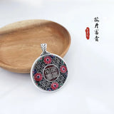 RD Burn Dropping Glue Blossom Fugui Round Pendant
