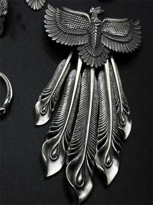 RD Phoenix Pendant Men's Taijiao Chain Men's Rubby Feather Necklace