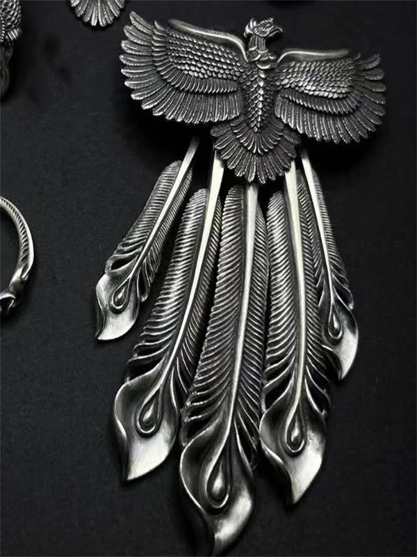 RD Phoenix Pendant Men's Taijiao Chain Men's Rubby Feather Necklace