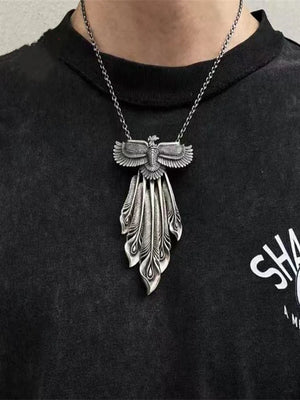 RD Phoenix Pendant Men's Taijiao Chain Men's Rubby Feather Necklace