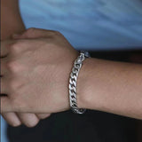 RD Silver Cuban Chain Bracelet Men's Retro Snake Bracelet Hip Hop Accessories