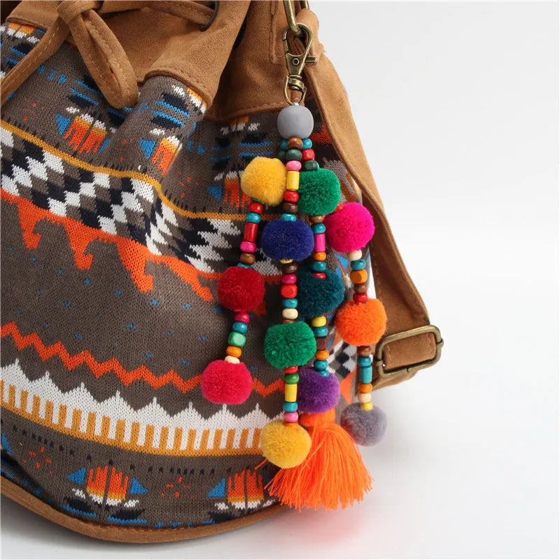 Charm Pom Pom Keychain Tassel Trinket Pompom Key Chain Bag Charms Women