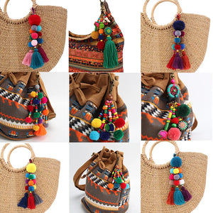 DIY Pompom Keychain Tassel Trinket Pompon Key Chain Auto Key Accessories