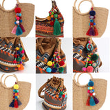 DIY Pompom Keychain Tassel Trinket Pompon Key Chain Auto Key Accessories