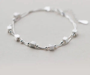 925 Silver 2-Rows Multi-layer Bracelet Lady Jewelry Gift