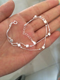 925 Silver 2-Rows Multi-layer Bracelet Lady Jewelry Gift