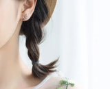 925 Silver CZ Olive Branch Clip Earrings