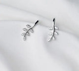 925 Silver CZ Olive Branch Clip Earrings