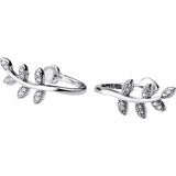 925 Silver CZ Olive Branch Clip Earrings