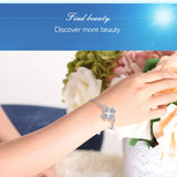925 Silver Crystal Clover Charm Bracelet for Women