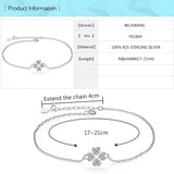 925 Silver Crystal Clover Charm Bracelet for Women