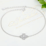 925 Silver Crystal Clover Charm Bracelet for Women