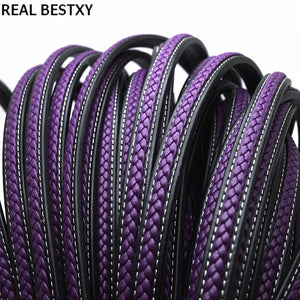 1m Braided Leather Cord Rope Flat Necklace Bracelet Findings Thread DIY