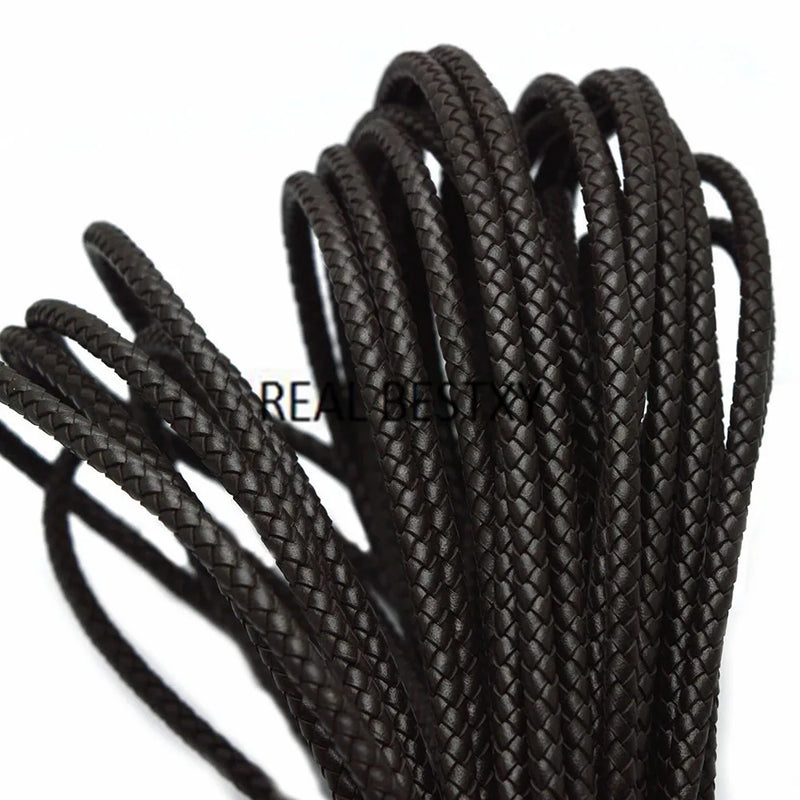 5mm Brown Braided Leather Cord for Jewelry Making