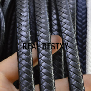 5m/lot 12*6mm Black Leather Beading Bracelet Thread String Rope