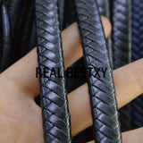5m/lot 12*6mm Black Leather Beading Bracelet Thread String Rope