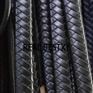 5m/lot 12*6mm Black Leather Beading Bracelet Thread String Rope