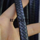5m/lot 12*6mm Black Leather Beading Bracelet Thread String Rope