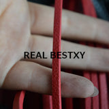 5m 4*3mm Red Flat Leather Cord for Bracelets DIY Jewelry Making Lichee Pattern