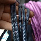 5m Navy Pigtail Braided Leather Cords for Bracelets Making