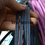 5m Navy Pigtail Braided Leather Cords for Bracelets Making