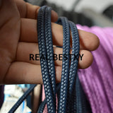 5m Navy Pigtail Braided Leather Cords for Bracelets Making