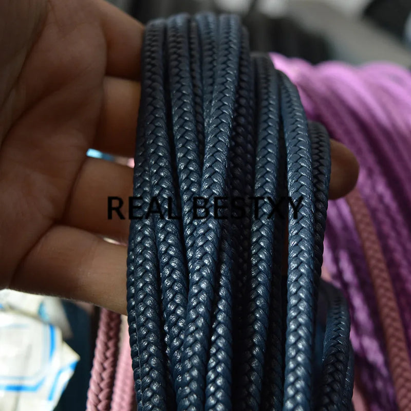 5m Navy Pigtail Braided Leather Cords for Bracelets Making