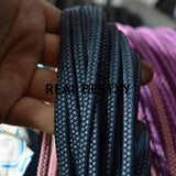 5m Navy Pigtail Braided Leather Cords for Bracelets Making