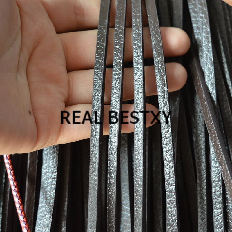 5m 5*3mm Brown Flat Leather Threads for Jewelry Making