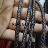 5m 6mm Dark Brown Braided Leather Cords for Bracelet Making