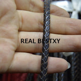 5m 6mm Dark Brown Braided Leather Cords for Bracelet Making