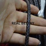 5m 6mm Dark Brown Braided Leather Cords for Bracelet Making