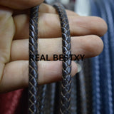 5m 6mm Dark Brown Braided Leather Cords for Bracelet Making