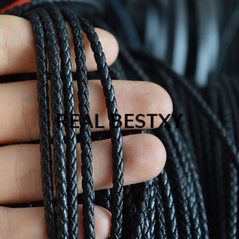 5m Manmade Round Braided Leather Cord 3mm DIY Jewelry Making