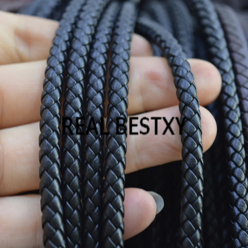 5m Fiber Leather Cord for DIY Jewelry Bracelets - 5mm Braided Leather Cords