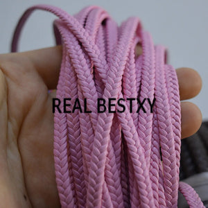5m Pink Braided Leather Cords Straps for Bracelets Making