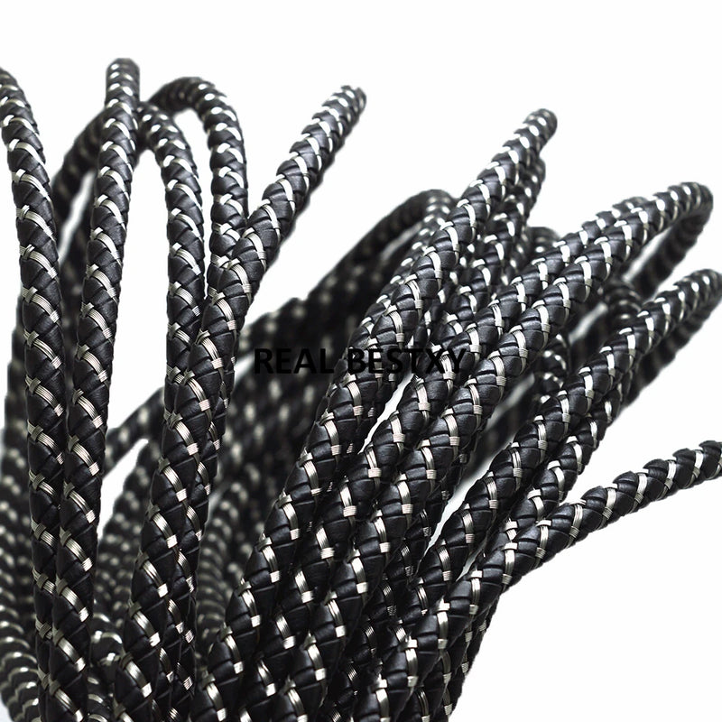 6mm Leather Cords Steel Thread for Bracelets DIY