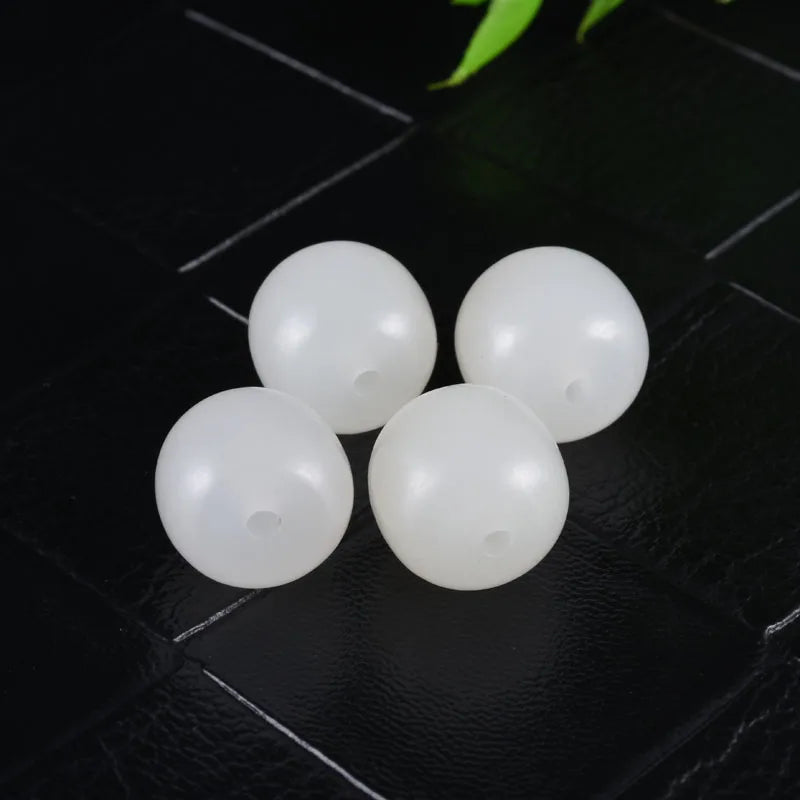 Natural White-Jade Silk Jade Bead Loose-Beads DIY Bracelet Necklace