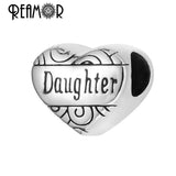 10pcs Stainless Steel Mom Daughter Heart Beads for Bracelets