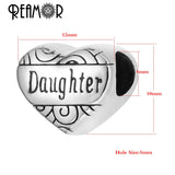 10pcs Stainless Steel Mom Daughter Heart Beads for Bracelets