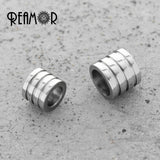 10pcs Stainless Steel Stripe European Cylinder Bead for Leather Bracelet