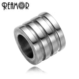 10pcs Stainless Steel Stripe European Cylinder Bead for Leather Bracelet