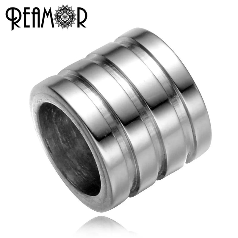 10pcs Stainless Steel Stripe European Cylinder Bead for Leather Bracelet