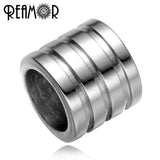 10pcs Stainless Steel Stripe European Cylinder Bead for Leather Bracelet