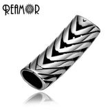 12*6mm 316l Stainless Steel Square Hole Charm Beads Men Bracelet DIY Jewelry