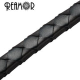 REAMOR 12*6mm Braided Flat Wide Leather Rope Bracelet 1m/lot